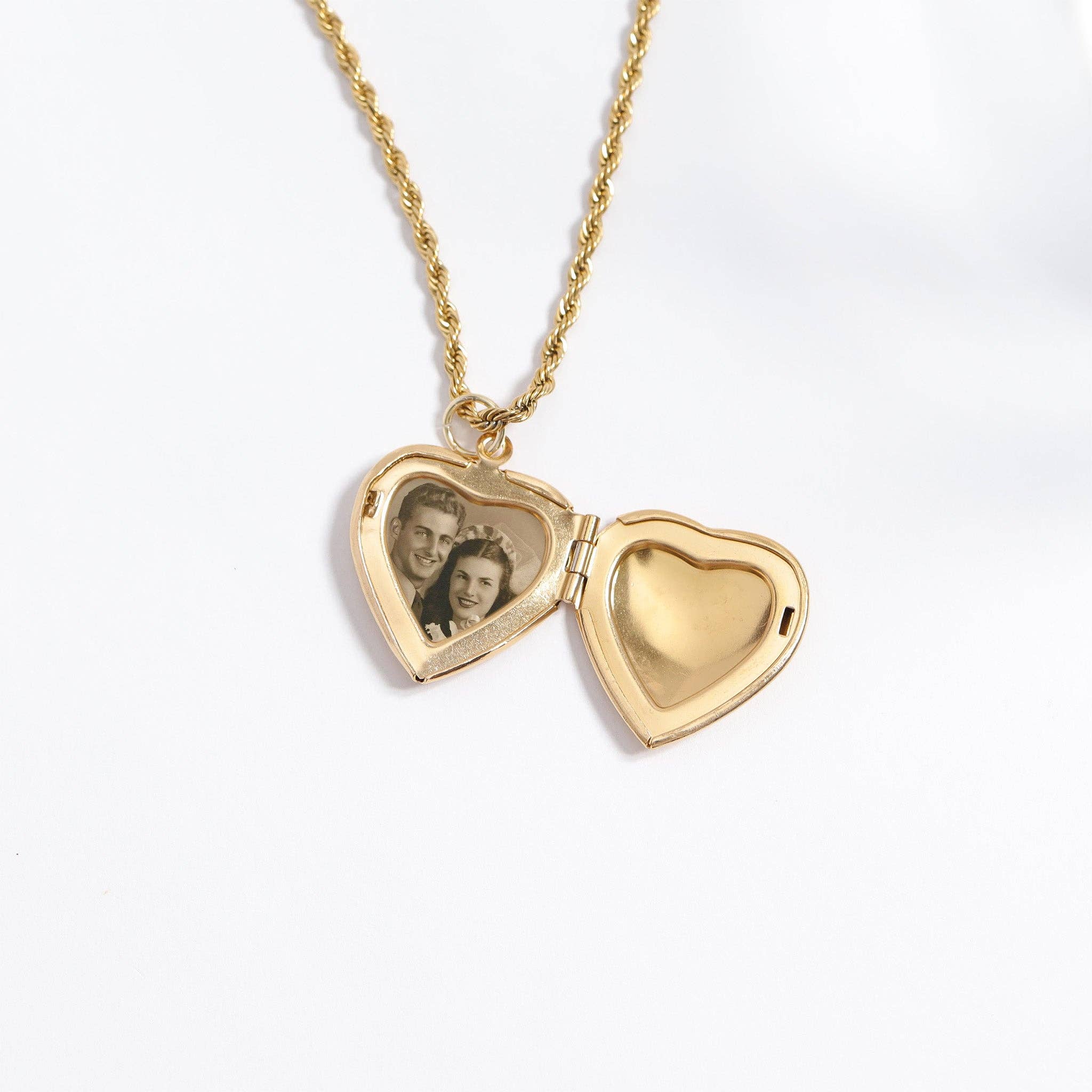WJW - Wholesale Locket Necklace - 18K Gold PVD Stainless Steel Heart Locket with Stones4