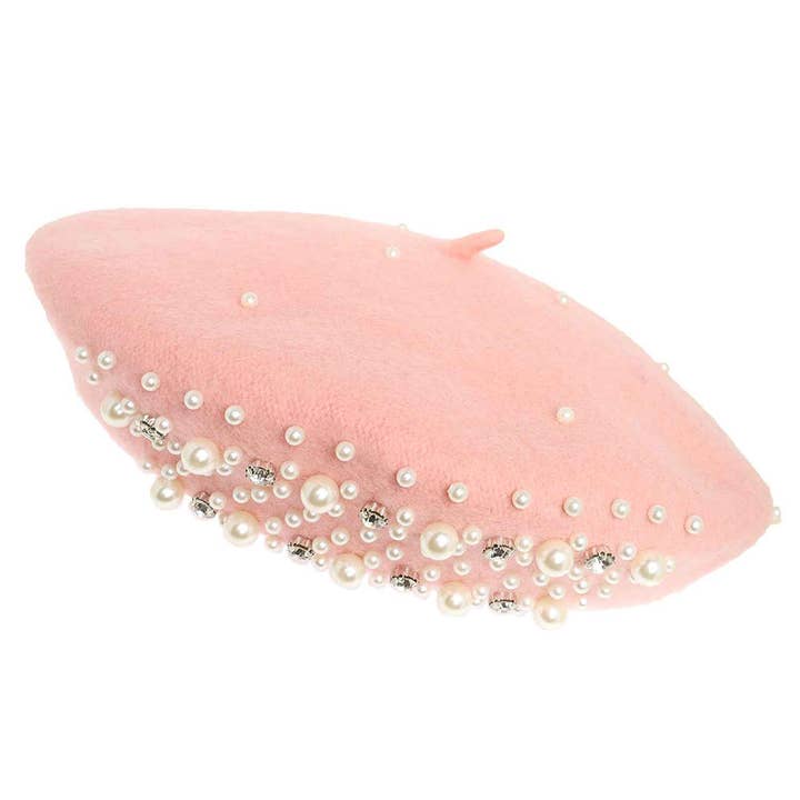 Sensibling Corp. - Wholesale Beret - Women's - Pearl Stone Cluster Embellished Wool Beret Hat14