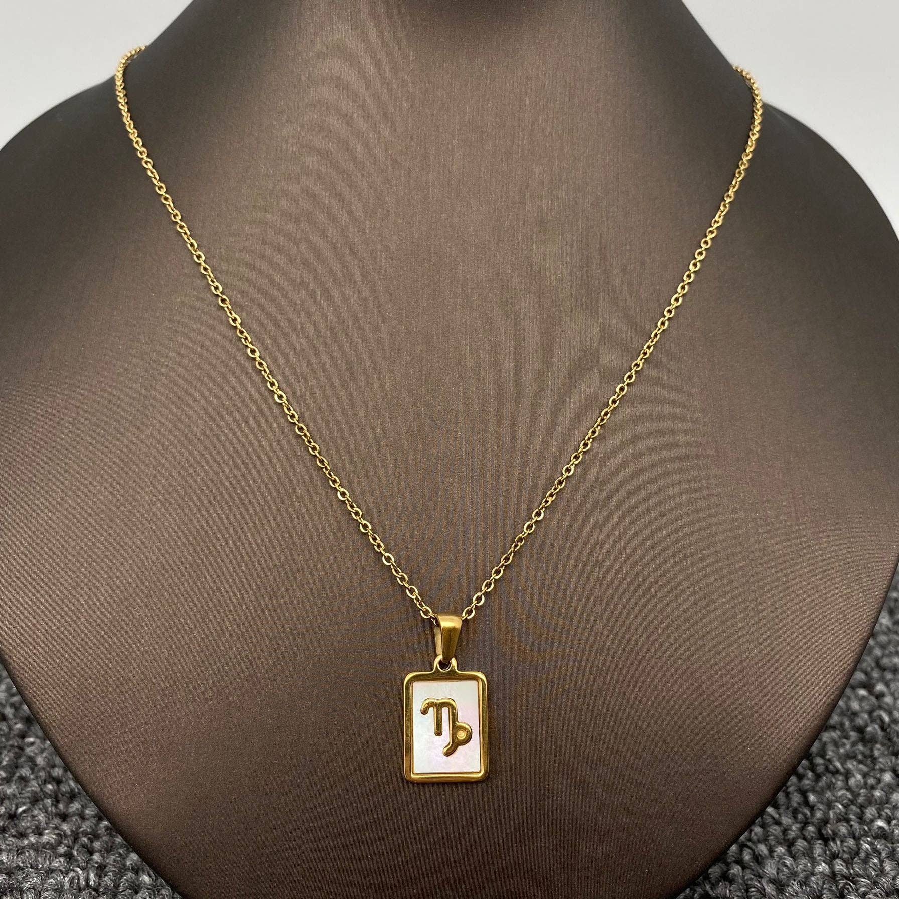Mio Queena - Wholesale Pendant/Charm Necklace - Zodiac 12 Constellation Shell Square 18K Gold Plated Necklace12