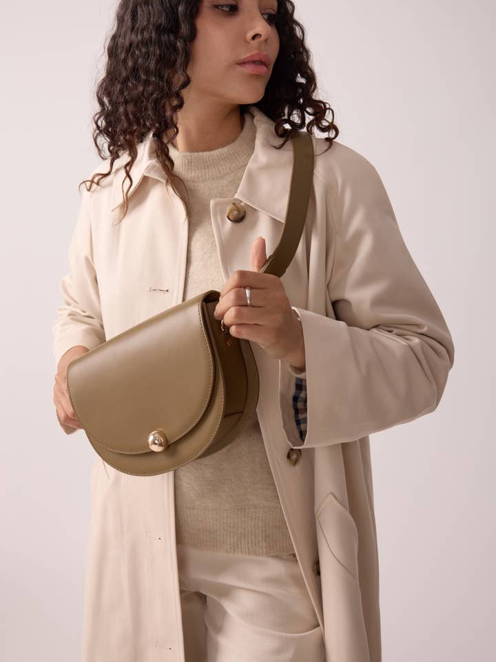 BRONZE LEATHER BAGUETTE BAG CLAUDIA for wholesale by Maradji