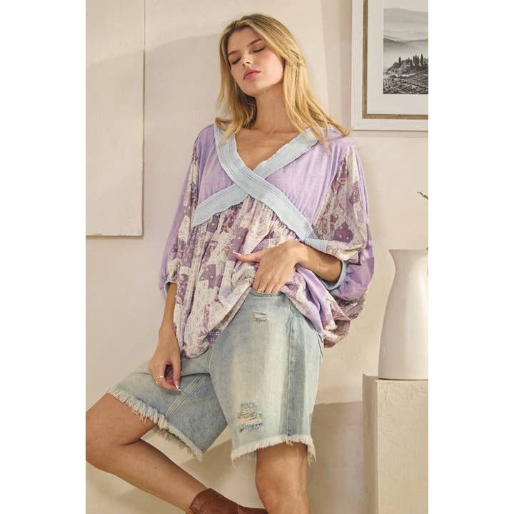 Oli&Hali - Wholesale Knit Top - Women's - WASHED RIB CROSSED PATCHWORK TOP17