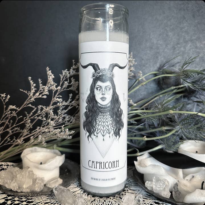 Caitlin McCarthy Art - Vendita all'ingrosso Adesivo - Adesivo per candela con dea zodiacale del Capricorno, confezione da 5