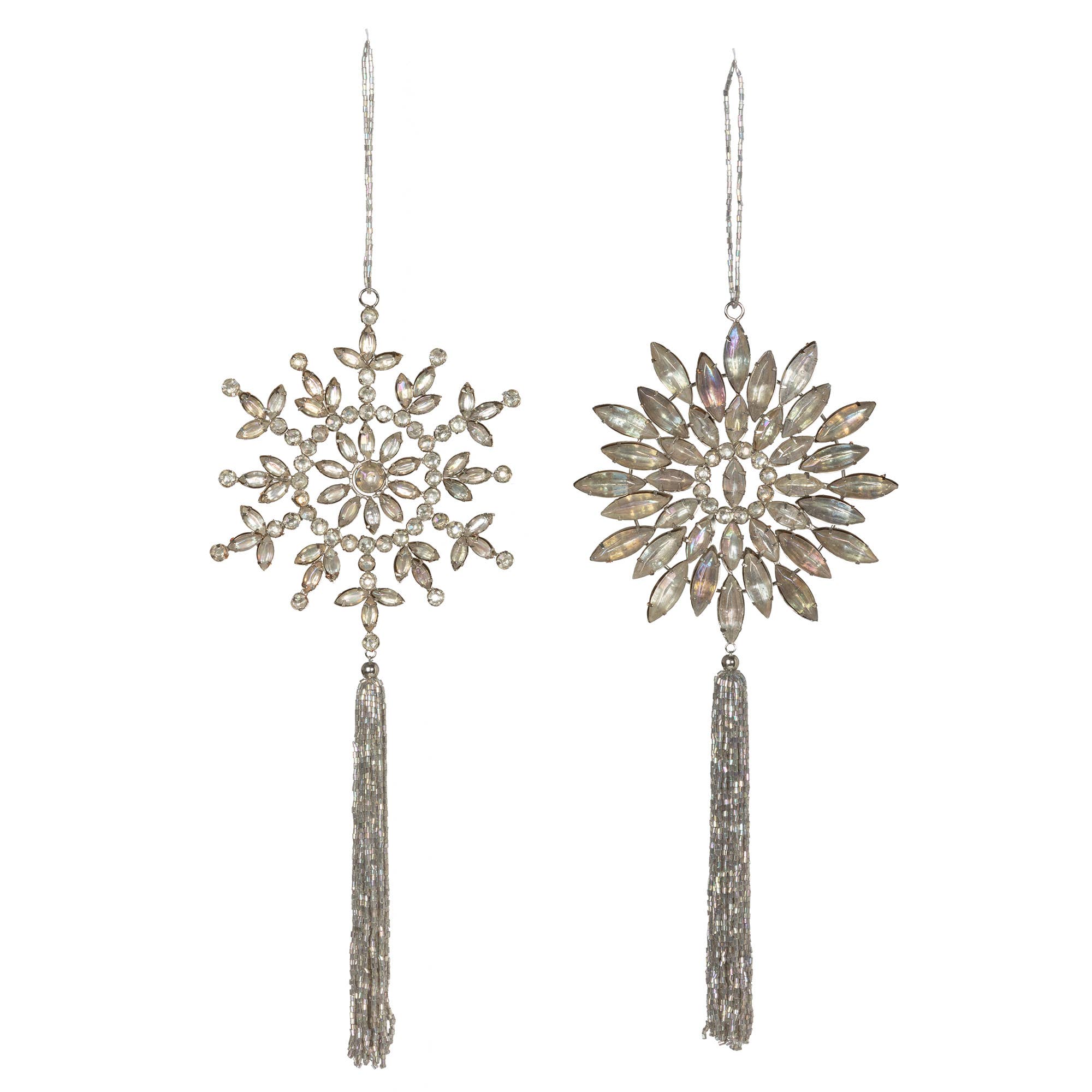 Park Hill Collection - Wholesale Ornament - Opal Gem Snowflake with Tassel Ornament0