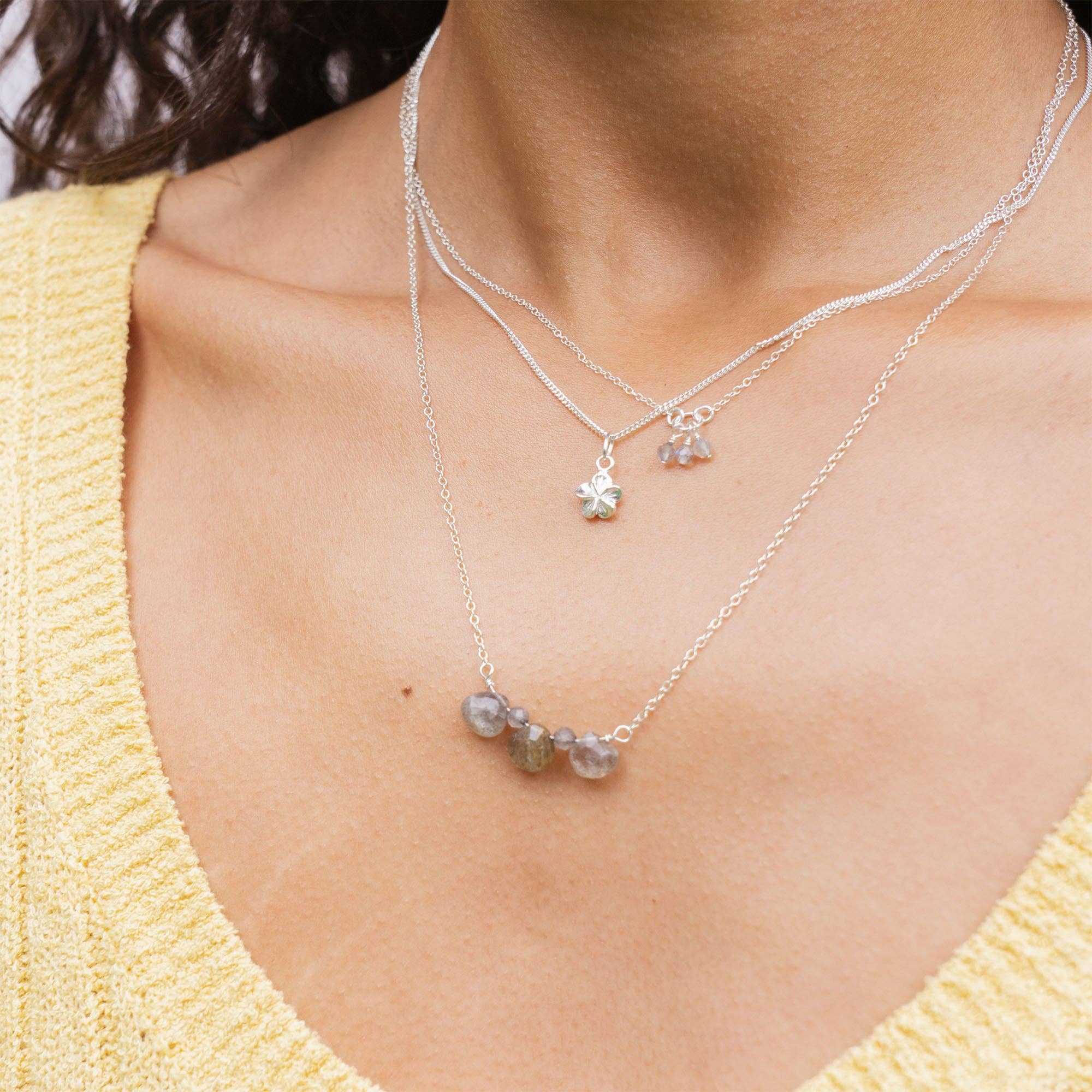 Koi Atelier - Wholesale Pendant/Charm Necklace - Plumeria pendant necklace silver2