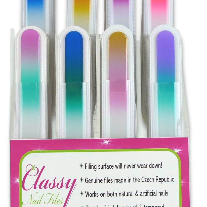 Pré-embalagem com ecrã médio - 48 limas de unhas Classy Color Médio por atacado de Classy Nail Files
