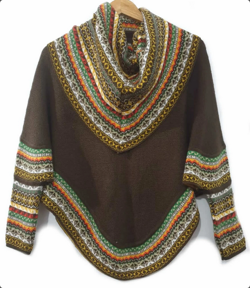 MODA LATINA - Wholesale Poncho - Women's - Superfine Alpaca Wool Knitted Turtleneck Poncho Cape13