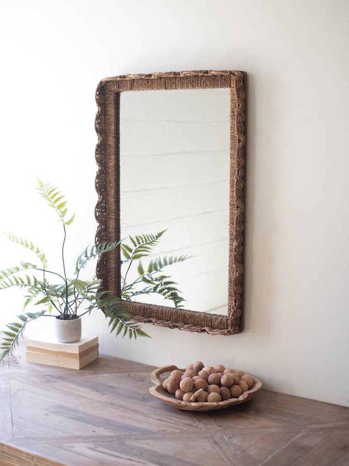 RECTANGLE BASKET FRAMED WALL MIRROR for wholesale by Kalalou