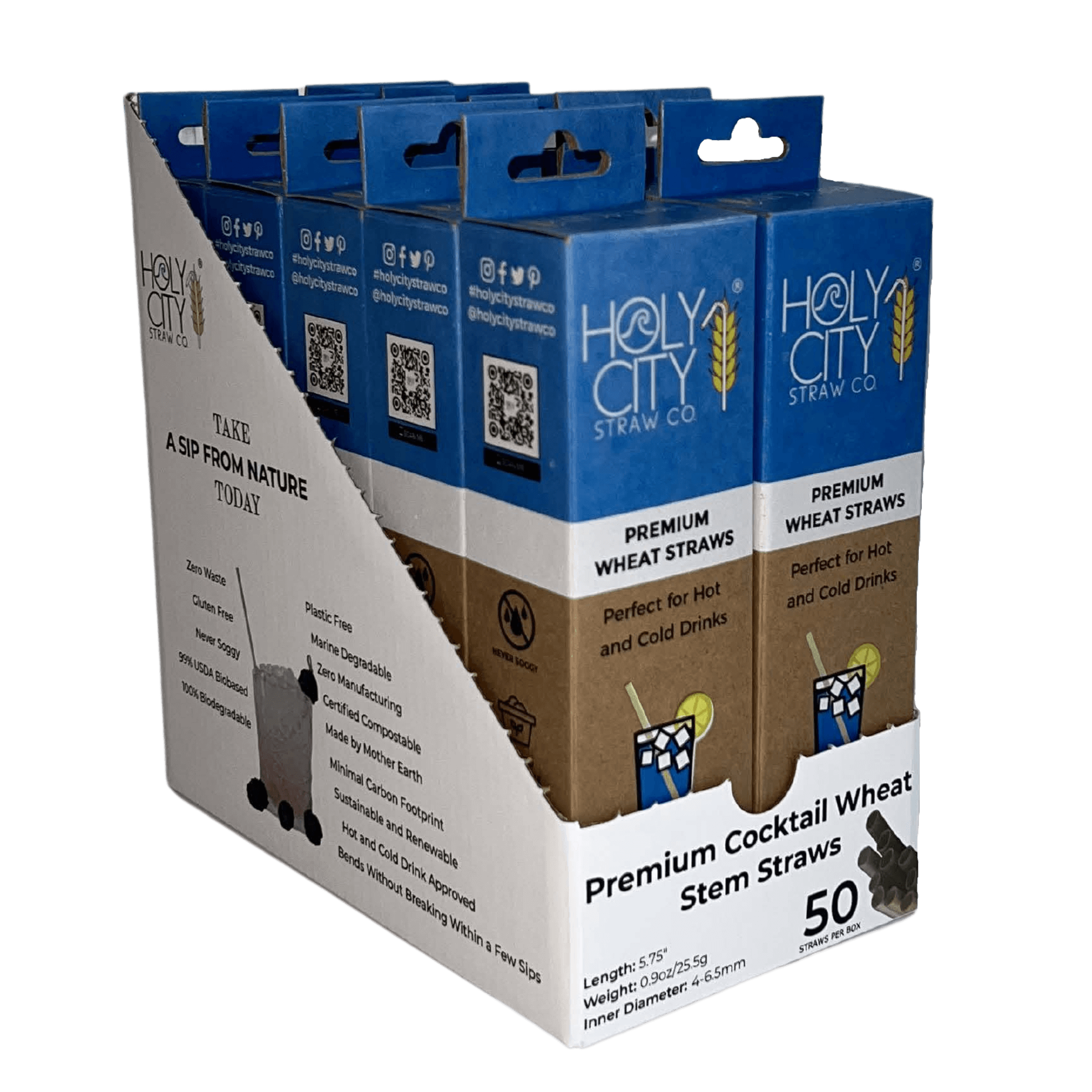 Holy City Straw Company - Wholesale Drinking Straw - Cocktail Wheat Drinking Straws | Inner Pack 10 Boxes | 50ct8