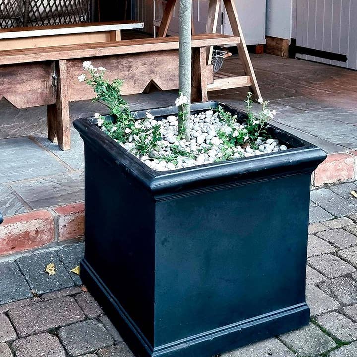Idealist Lite Fibrestone Planters – wholesale Planter box – IDEALIST Victorian Box Square Light Stone Outdoor Planter
