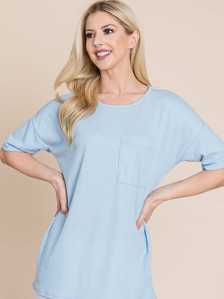 DENIM TA1797 SOFT WAFFLE KNIT T-SHIRT for wholesale on Faire