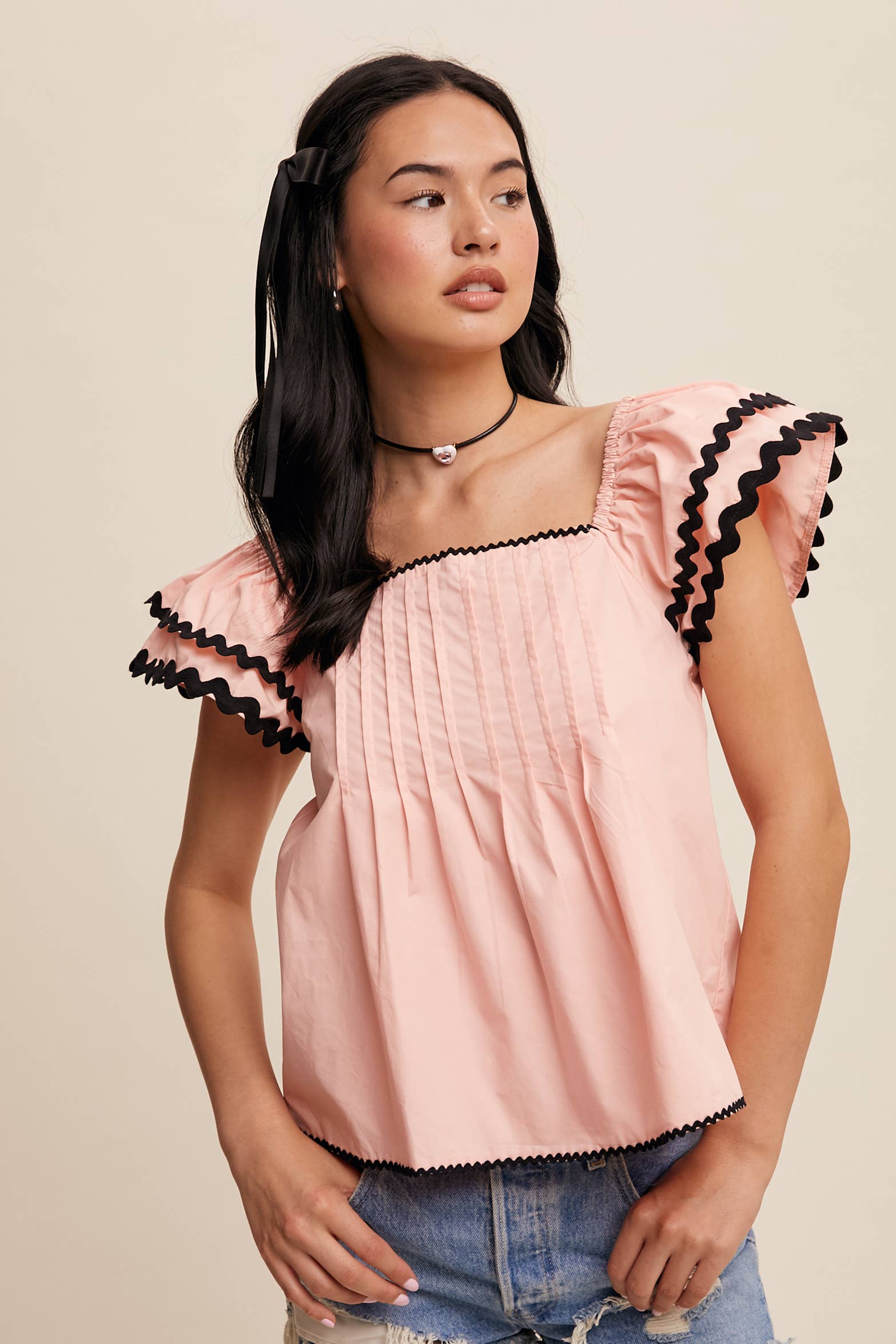 Listicle – wholesale Blouse – Women’s – Flutter-Sleeve Pintuck Top13