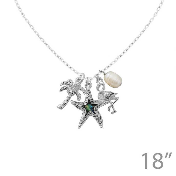 Collier Pendentif Étoile de Mer Orné de Perles N25083 (18"+3") pour la vente par Pretty Persuasions