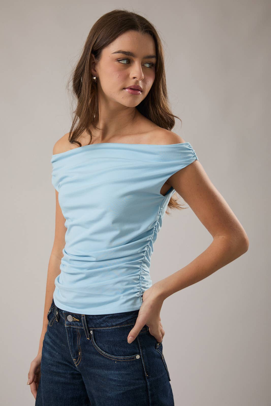 LE LIS - Wholesale Blouse - Women's - OFF THE SHOULDER TOP WITH RUCHING8