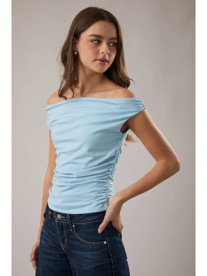 LE LIS - Wholesale Blouse - Women's - OFF THE SHOULDER TOP WITH RUCHING8