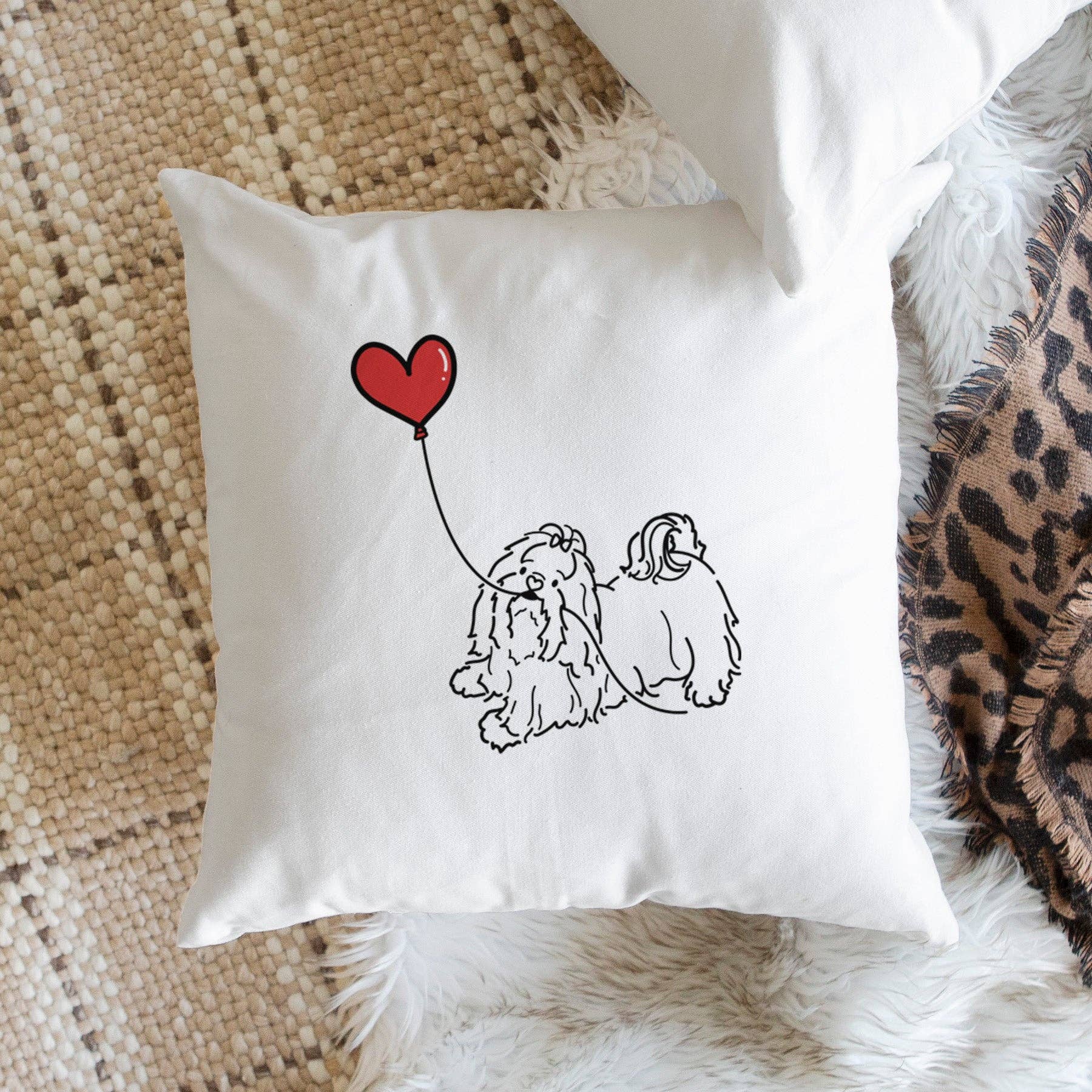 Inkopious - Wholesale Throw Pillow Cover - Shih Tzu Heart String - Throw Pillow Cover1