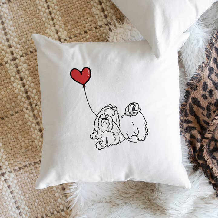 Inkopious - Wholesale Throw Pillow Cover - Shih Tzu Heart String - Throw Pillow Cover1