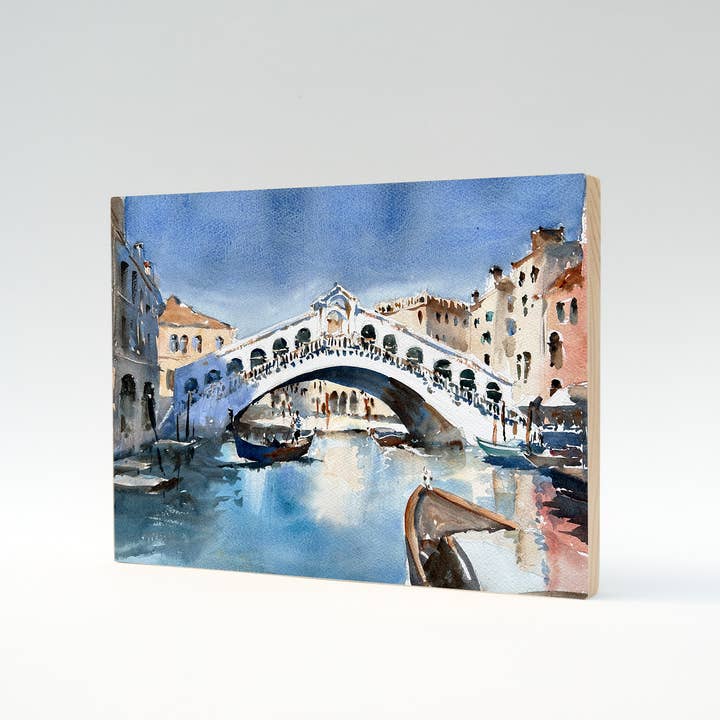 Ina Xi Watercolor - Wholesale Art Print - "Rialto Bridge" woodblock wall art2