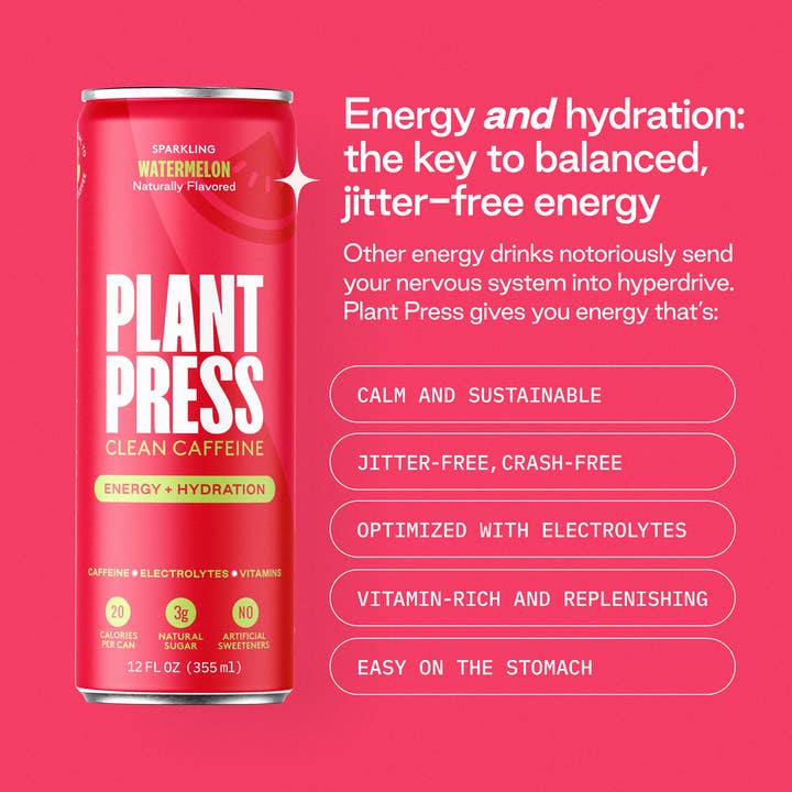 Plant Press - Wholesale Sports/energy drink - Plant Press Watermelon, Clean Caffeine Energy Drink1