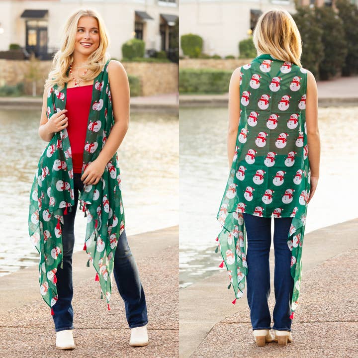Snowman Christmas Holiday Print Vest for wholesale by Your Fashion Wholesale