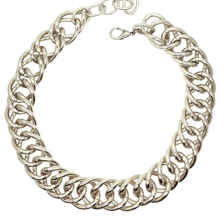 “Ruby” Double Link Necklace in Silver for wholesale by Gloria Mago