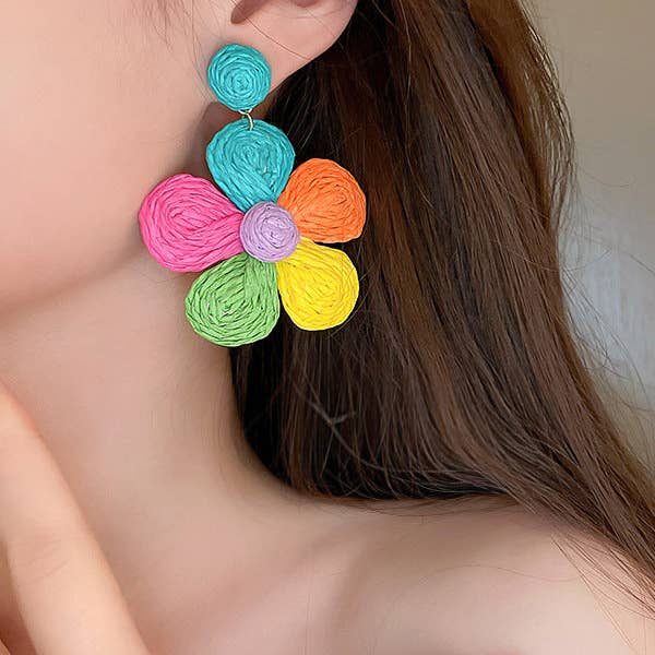Colorful Flower Shape Drop Earrings for wholesale by UZ Wholesale Store