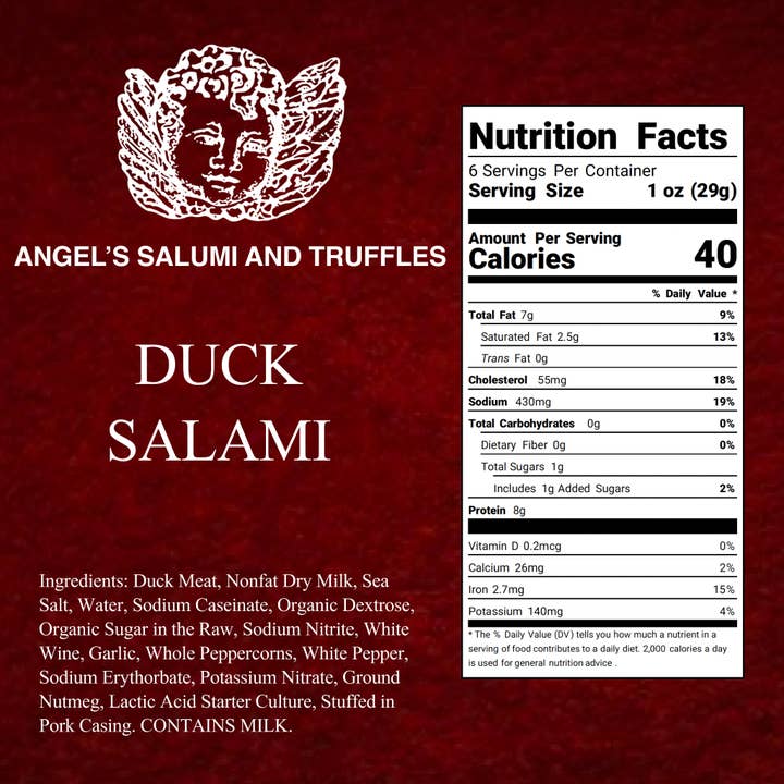 Angel's Salumi & Truffles - Wholesale Salami - Duck Salami (5.5oz)