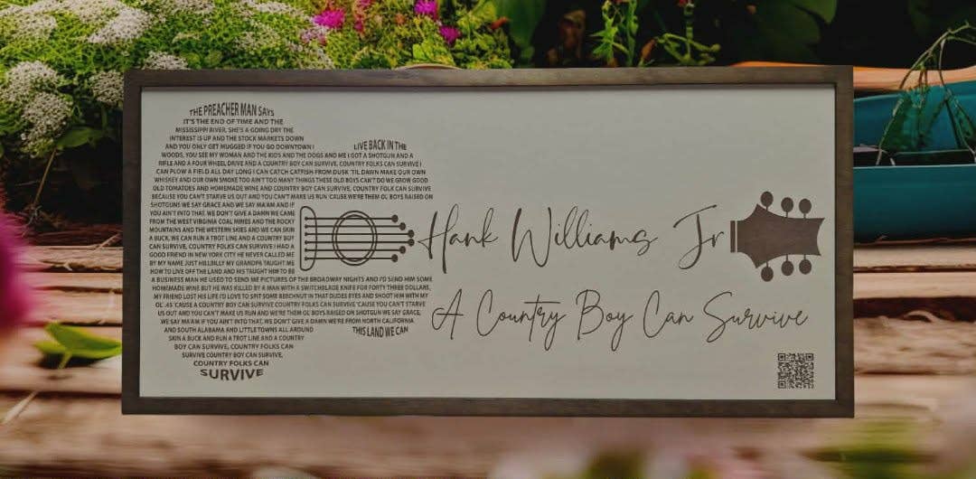 Crates Etc - Vente Pancarte - Hank, Williams JR, Musique country, bar, unique, western, nouveau0