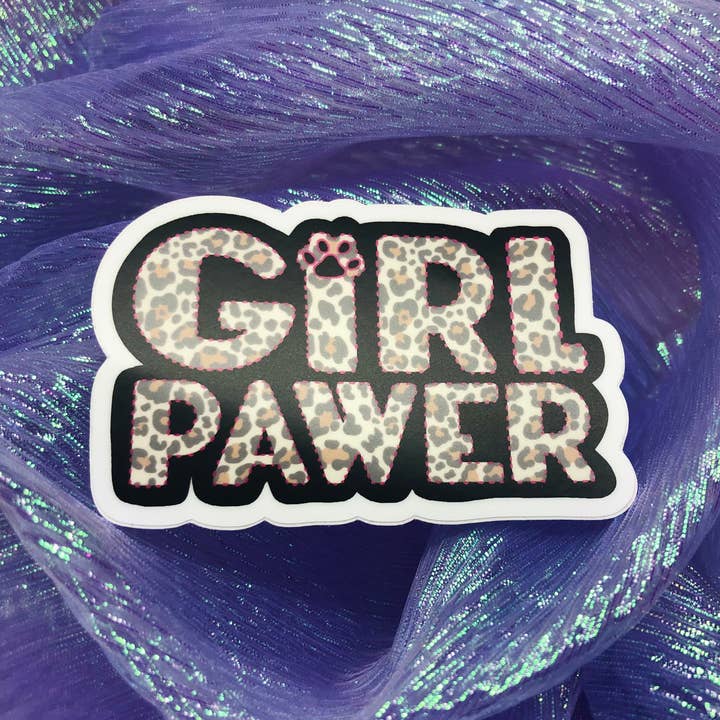Girl Pawer Cat Sticker | Funny Cat Sticker | Vinyl Sticker | for wholesale by LacyPetsAndCompany