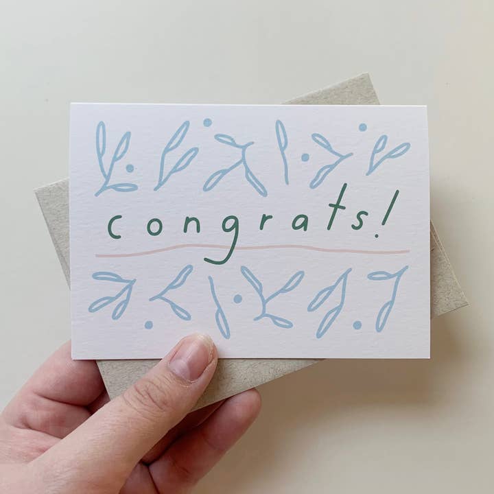 Congrats! Greenery Card for wholesale by allie biddle