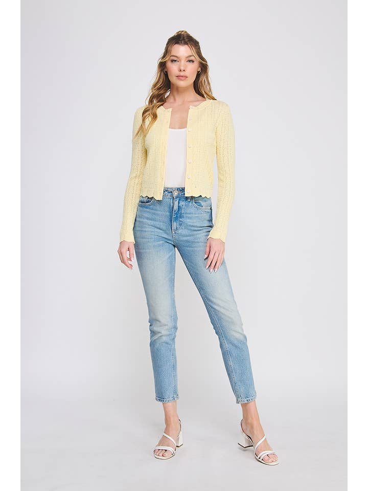 Allie Rose - Wholesale Cardigan - Women's - Lightweight Pointelle Cardigan7