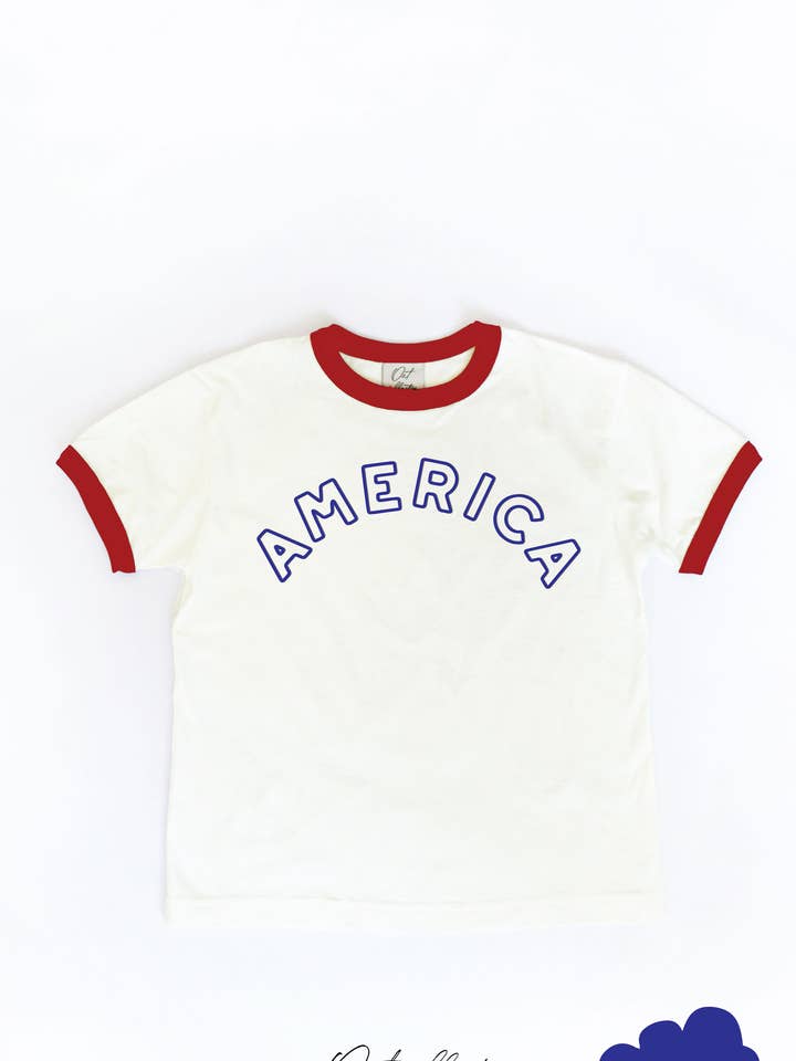 OAT COLLECTIVE - Wholesale Screen Printed T-Shirt - Kids - AMERICA PUFF Toddler Unisex Ringer Top6