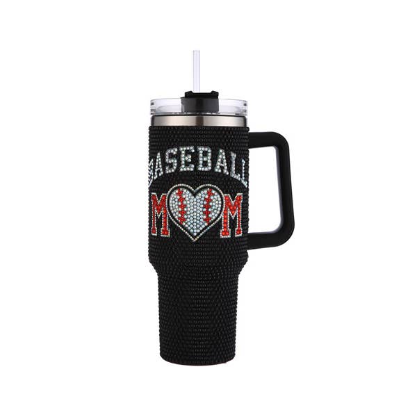 Bicchiere con Manico 40oz in Strass "Baseball Mom" per la vendita all'ingrosso da parte di Nima Accessories Inc