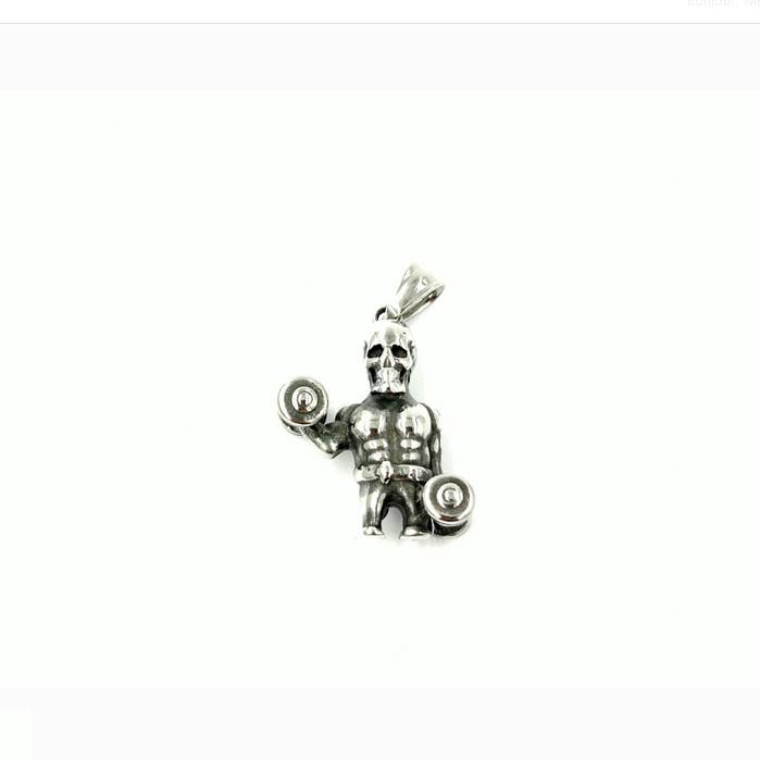 Silver Dumbbell skeleton pendant for wholesale on Faire