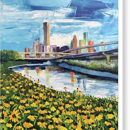 Houston Helianthus on White Oak - Canvas Print for wholesale by Lauren Luna Ltd Co.