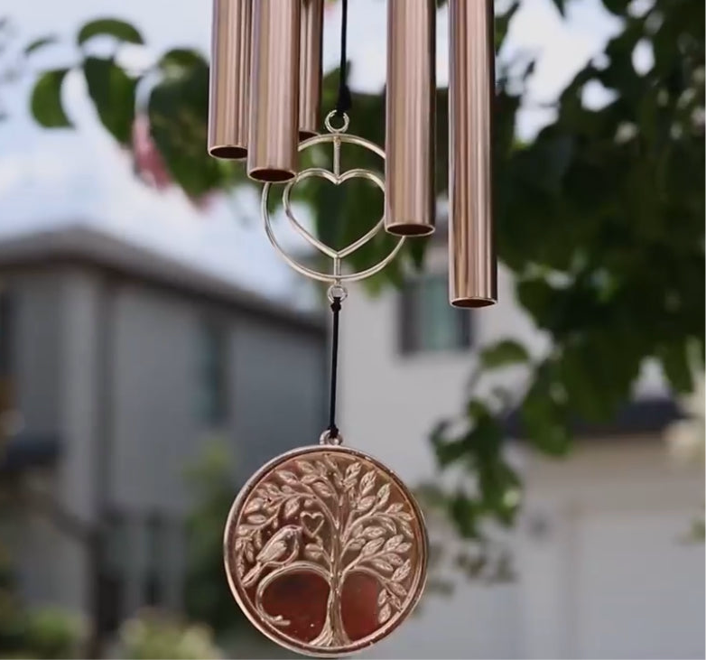 The Wind Chime Co - Wholesale Wind Chime - Wedding/Anniversary Wind Chime – Whispering Hearts™ Collection – Platinum Rose 30”2