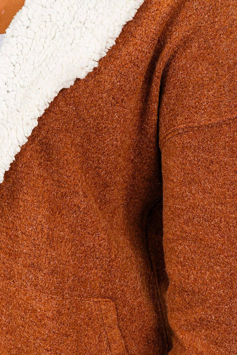 ROUSSEAU - Venta al por mayor Cárdigan - Mujer - CÁRDIGAN CON CUELLO SHERPA CON BOLSILLOS FRONTALES ABIERTOS8