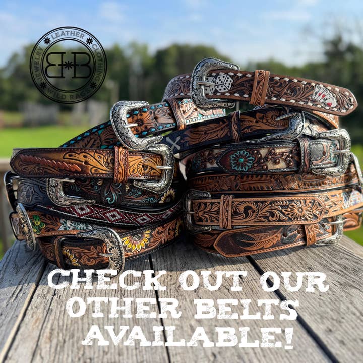Double B Wild Rags - Wholesale Belt - Women's - Genuine Leather Western Belt with cutout floral details by Double B Wild Rags3
