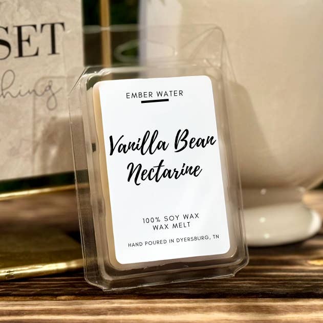 Vanilla Bean Nectarine 16 oz 100% Soy Candle for wholesale by Ember Water