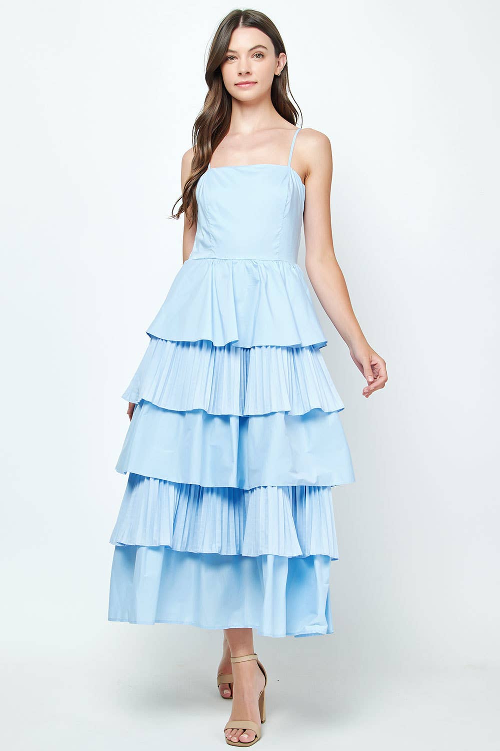 Strut & Bolt - Vendita all'ingrosso Vestito - Donna - Maxi abito in popeline a strati con pieghe miste1