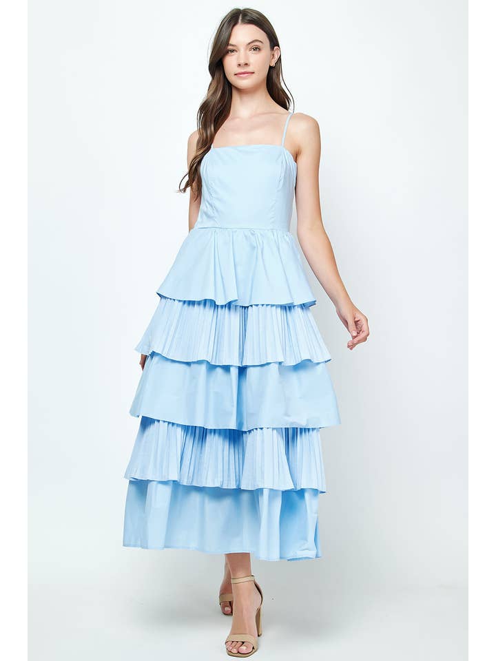 Strut & Bolt - Vendita all'ingrosso Vestito - Donna - Maxi abito in popeline a strati con pieghe miste1