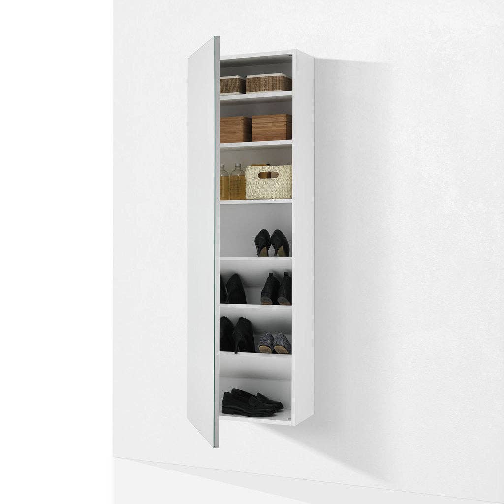 Gruppo F.T - Wholesale Shoe Rack - WELLINGTON shoe rack with melamine mirror and glass1