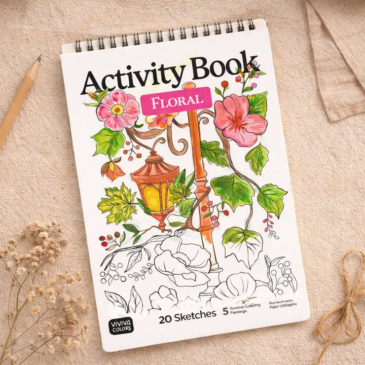 Libro da colorare per adulti con fiori - (Confezione da 10) per la vendita all'ingrosso da parte di Viviva Colors