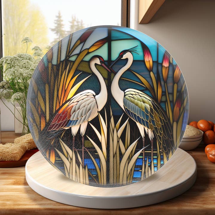 Crane Charcuterie Tempered Glass Cutting Board, Serving Tray for wholesale by Fernville Creations