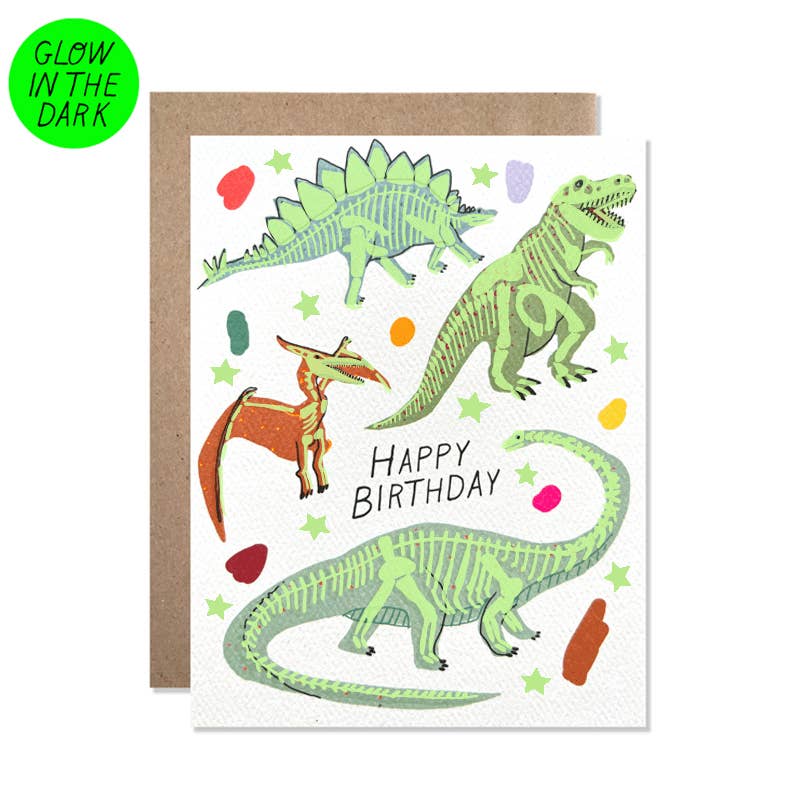 Hartland Cards – wholesale Birthday card – Birthday / Happy Birthday GLOW IN THE DARK Dinosaurs1