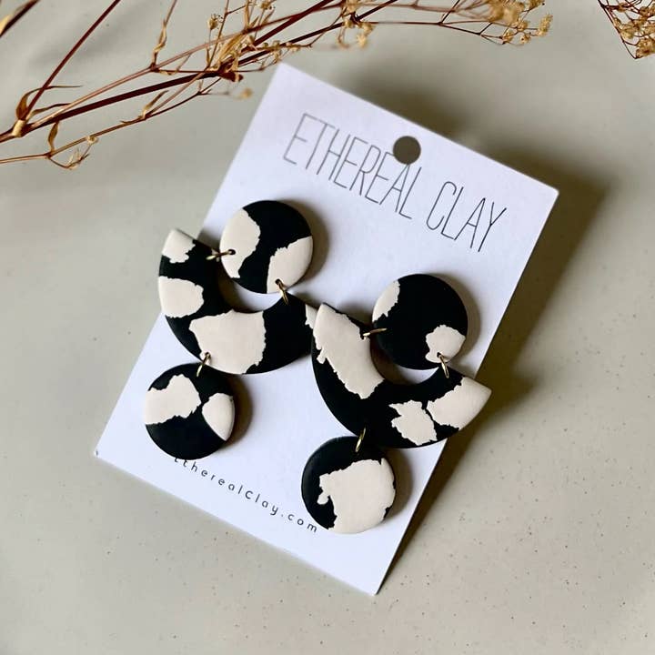 Brynn l Handgefertigte Ohrringe aus Ton, Terrazzo, Tiermuster für den Großhandel von Ethereal Clay