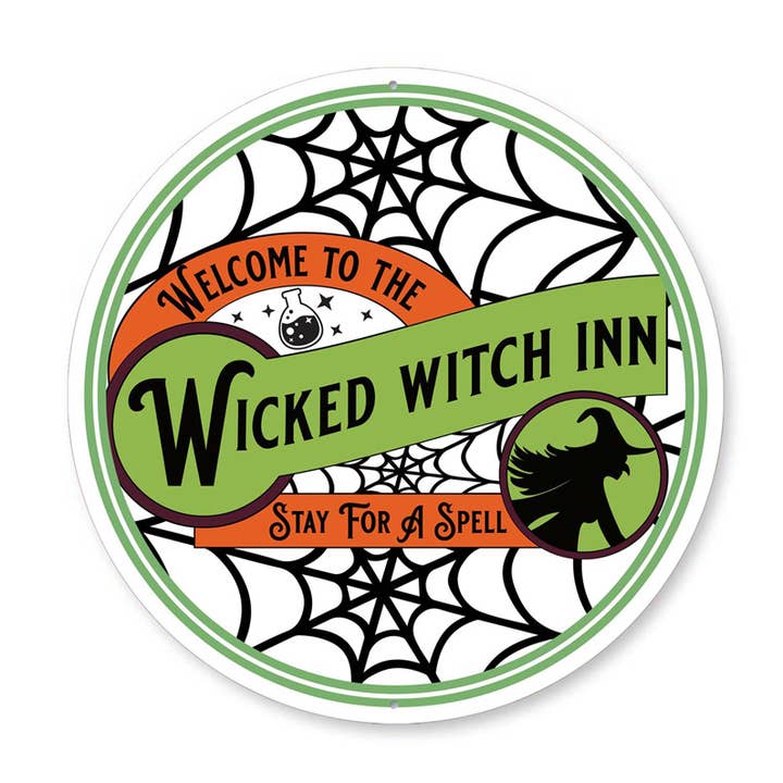 Wicked Witch Inn Edderkoppespind Halloween-tegn for engroshandel hos Lizton Sign Shop, Inc