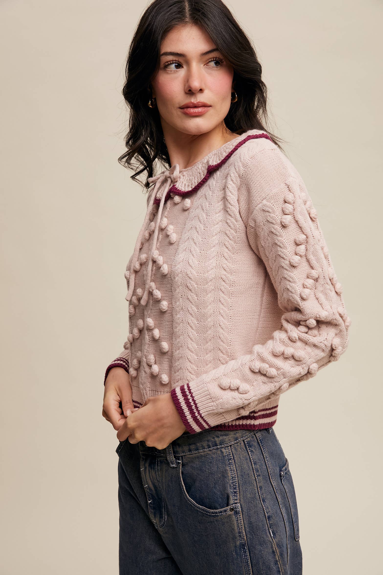 Listicle - Wholesale Knit Sweater - Women's - Pom Pom Cable Knit Sweater4