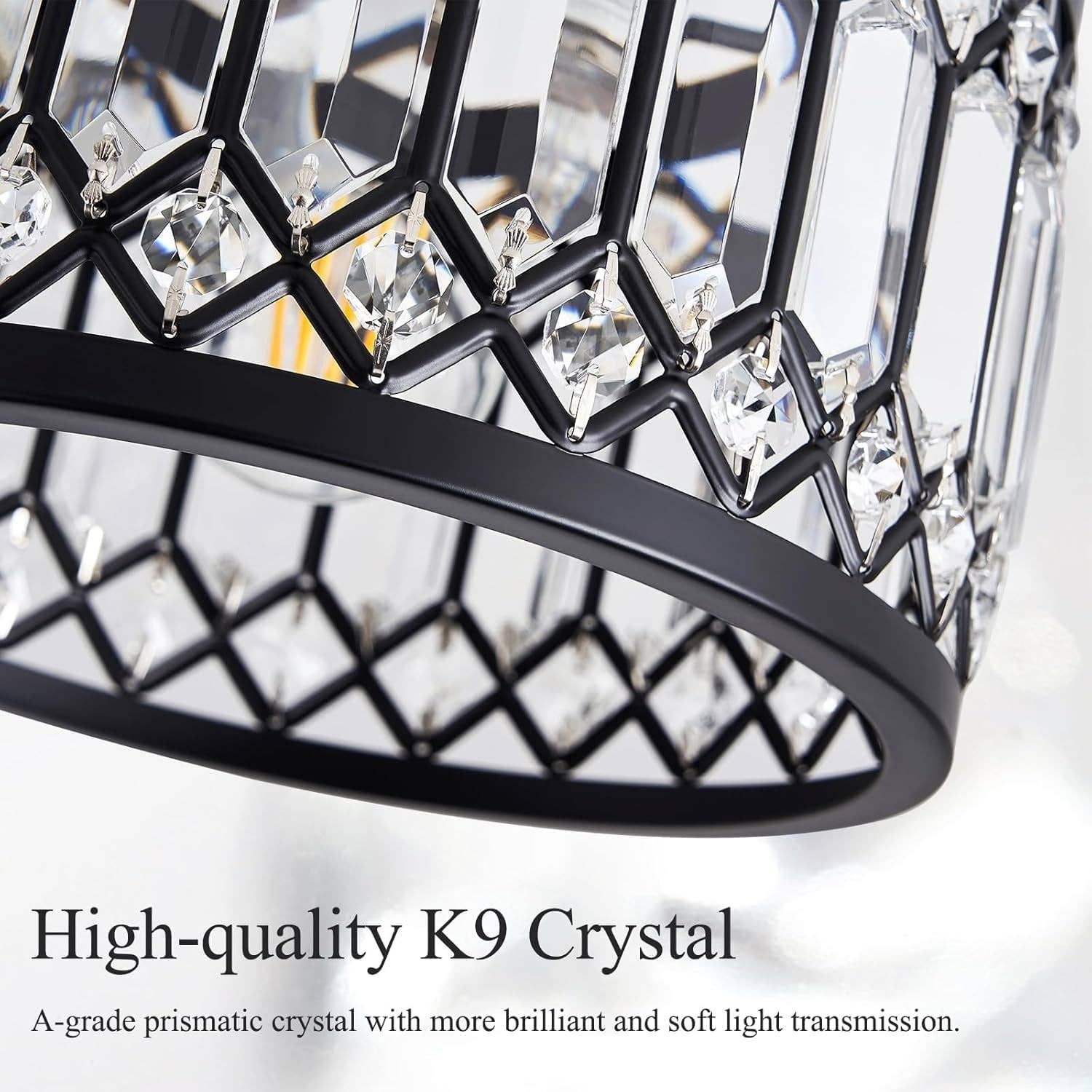 Crystal Black Three Light Semi Flush Mount Ceiling Light for wholesale on Faire6