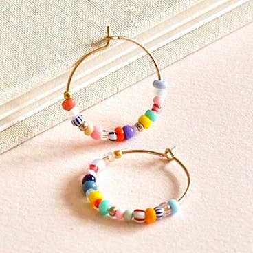 SAN SAN - Wholesale Hoop Earrings - MONDO - hoop earrings with colorful pearls/gift idea0