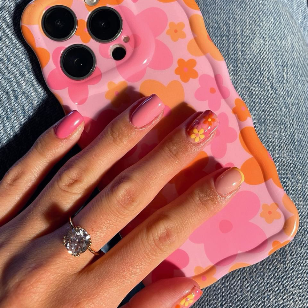 Coconut Lane - Wholesale Phone Case - Women's - Wavy Phone Case - Pink & Orange Bloom9